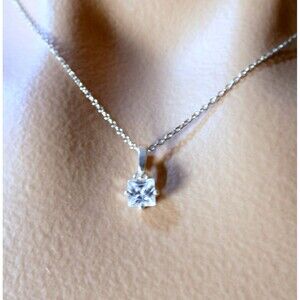 Diamonique Sterling Silver Square Cut Fancy Pendant Necklace VTG